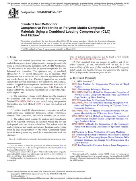 Standard Test Method for Compressive Properties of Polymer 